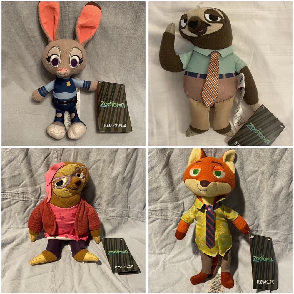 NEW Set of‎ 4 Disney Parks Plush Zootopia Plushes - Judy Nick Flash Priscilla